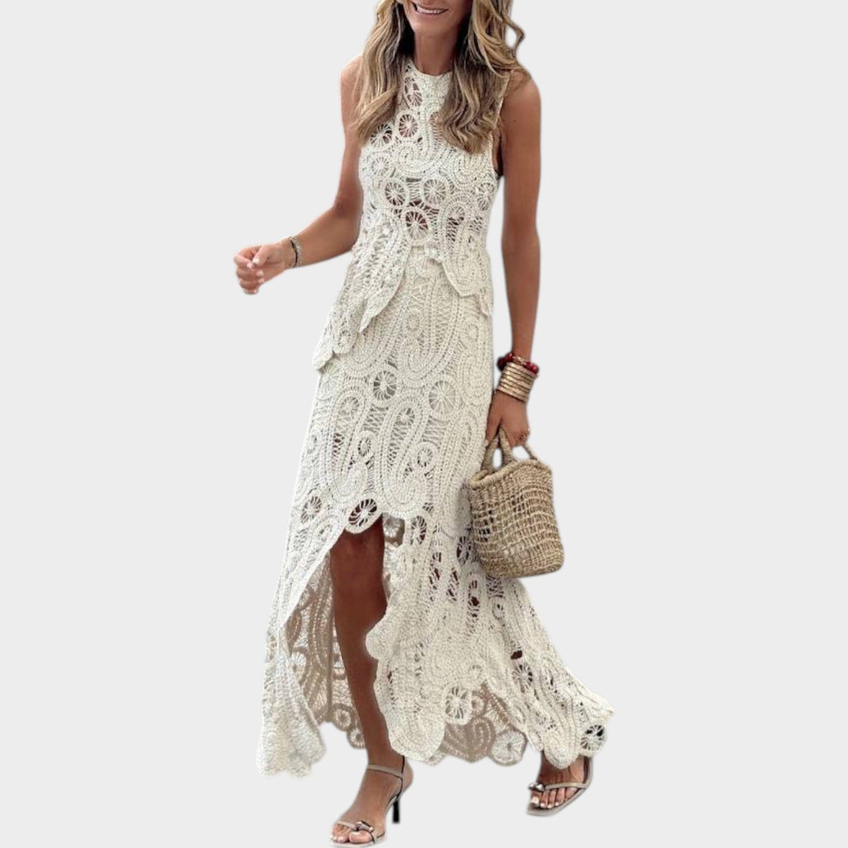 Women's Summer Maxi Dress Sleeveless Crochet