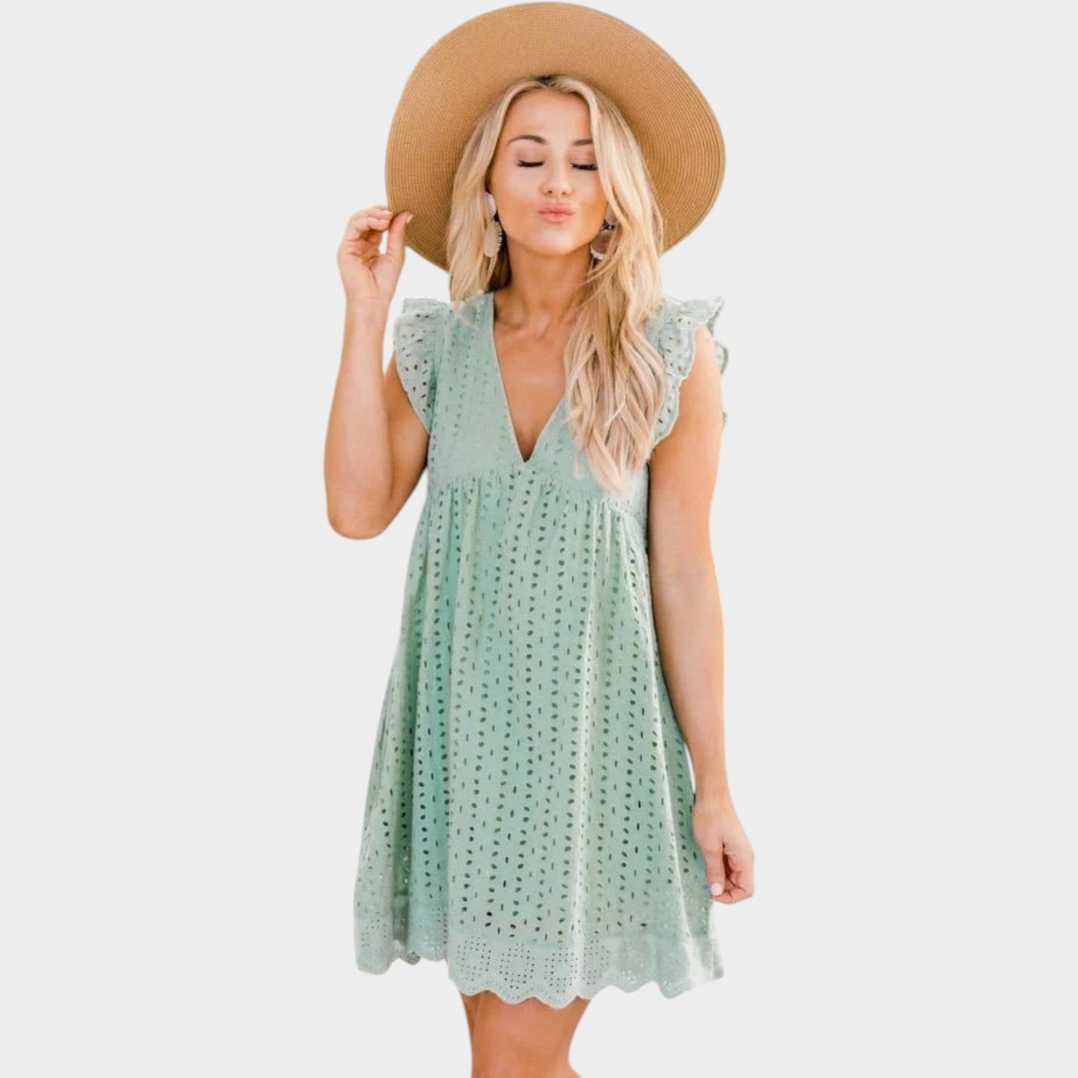 Eyelet V-Neck Summer Dress