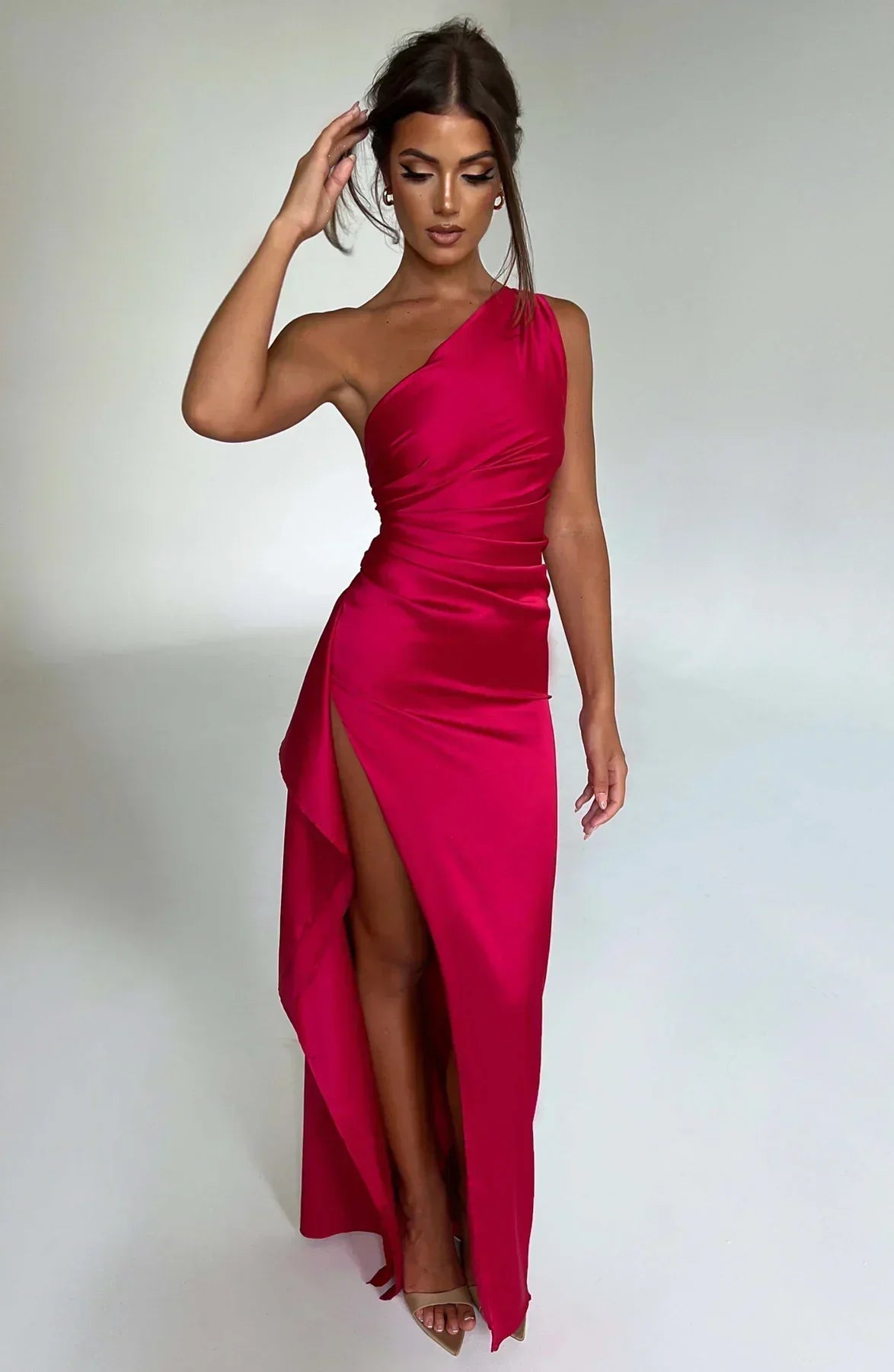 Fallon | Women's Ruched One-Shoulder Maxi Dress