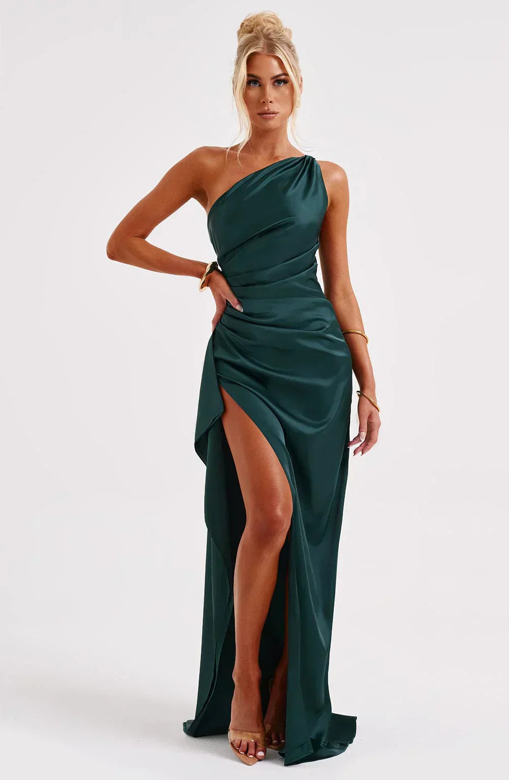 Fallon | Women's Ruched One-Shoulder Maxi Dress