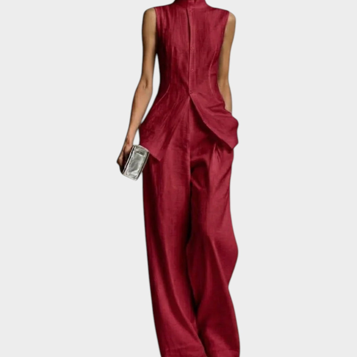 Women's Tailored Sleeveless Wide Leg Two Piece Set