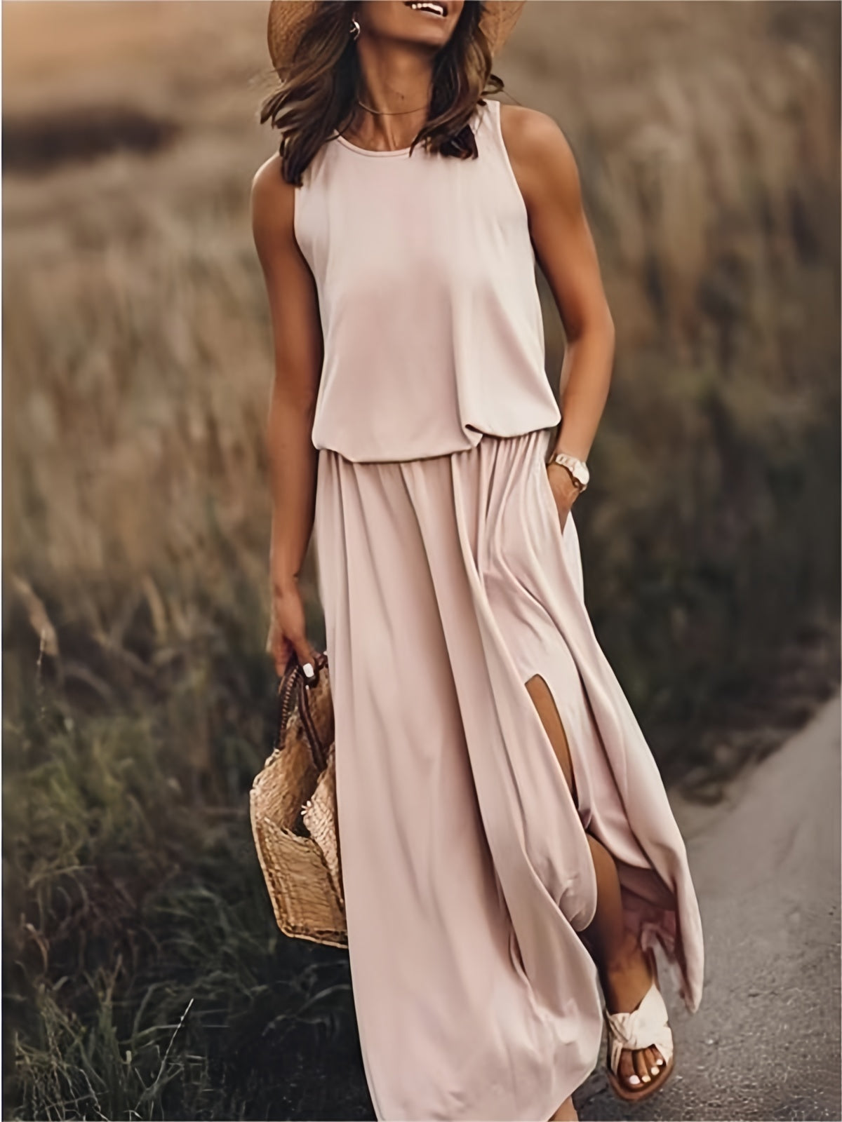 Fiona | Women's Sleeveless Maxi Blouson Dress