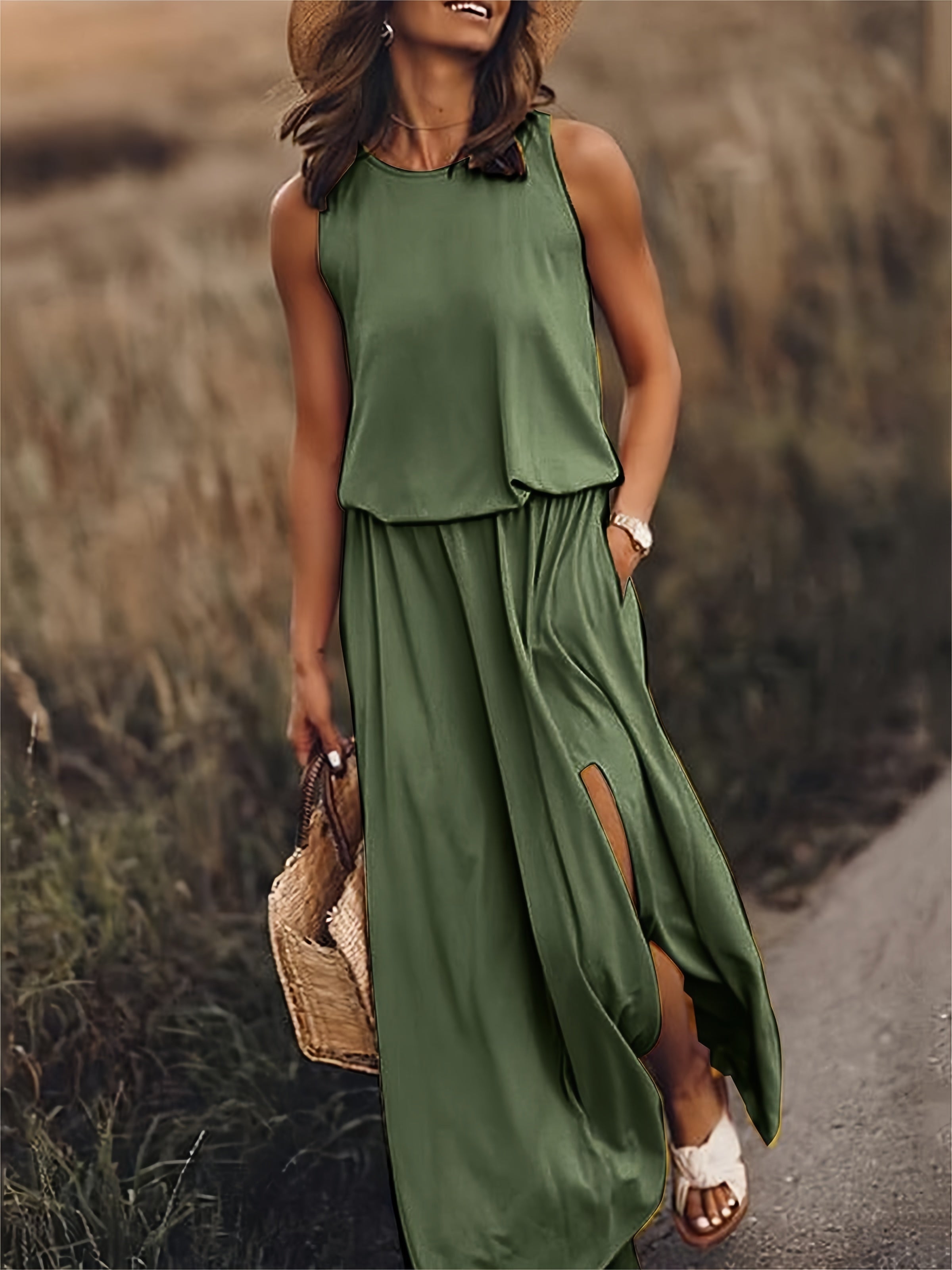 Fiona | Women's Sleeveless Maxi Blouson Dress