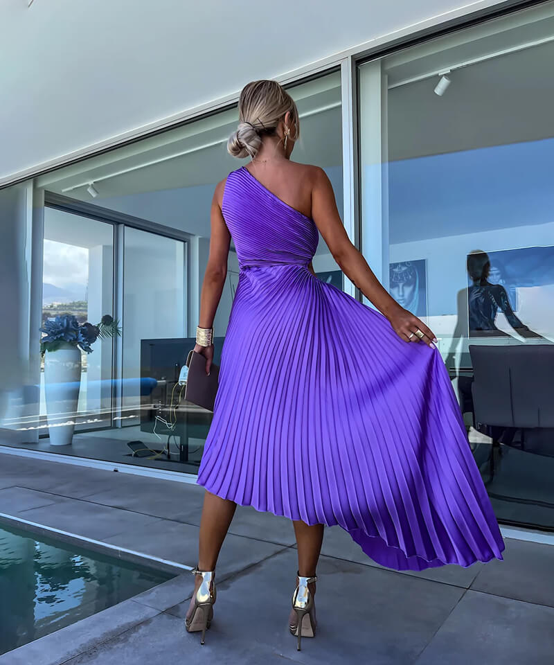 Peony | Women's Asymmetric One-Shoulder Midi Dress for Wedding Guests