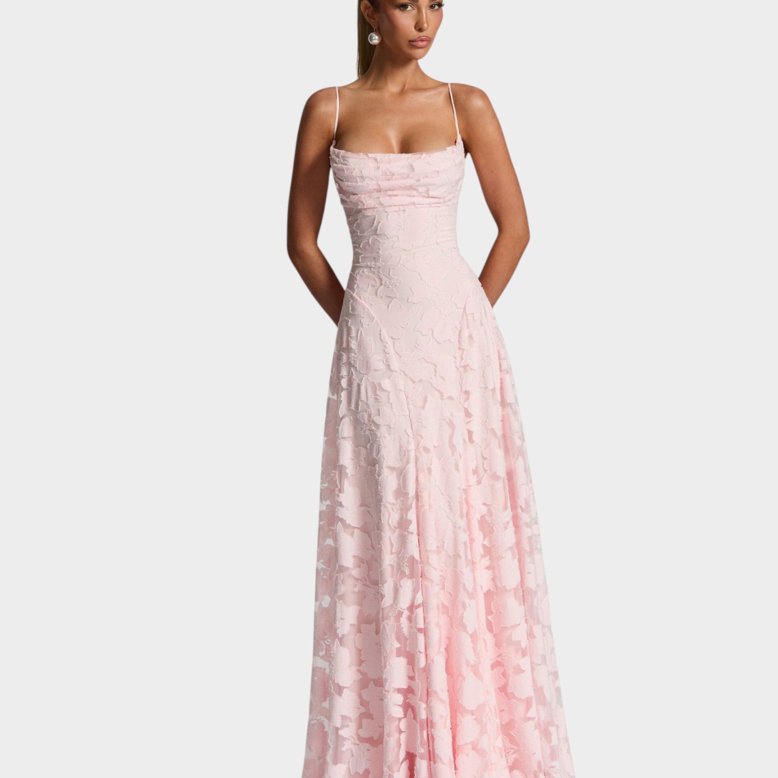 Strapless Lace Maxi Formal Dress