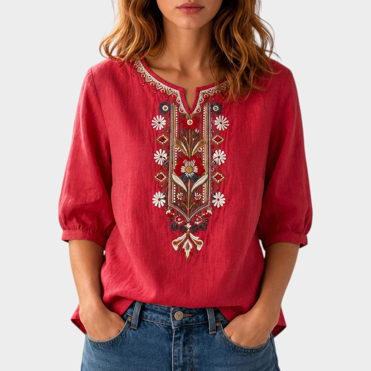 Women's Floral Embroidered Boho Blouse