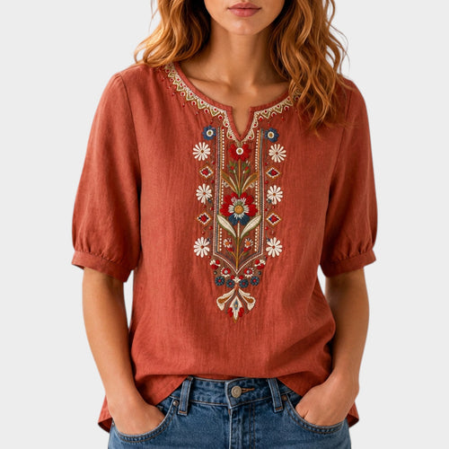 Women's Floral Embroidered Boho Blouse