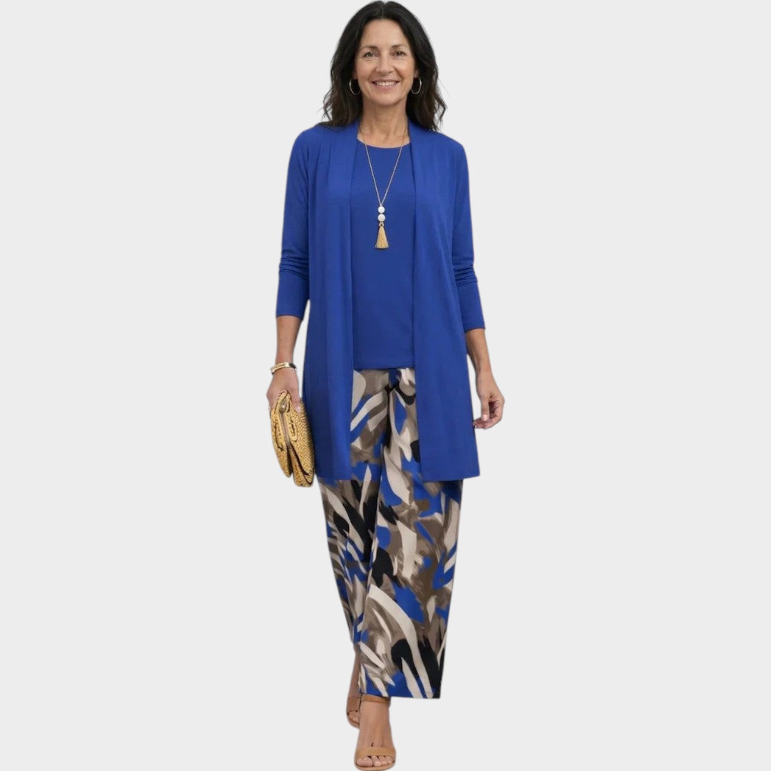 Three Piece Linen Floral Pants Set