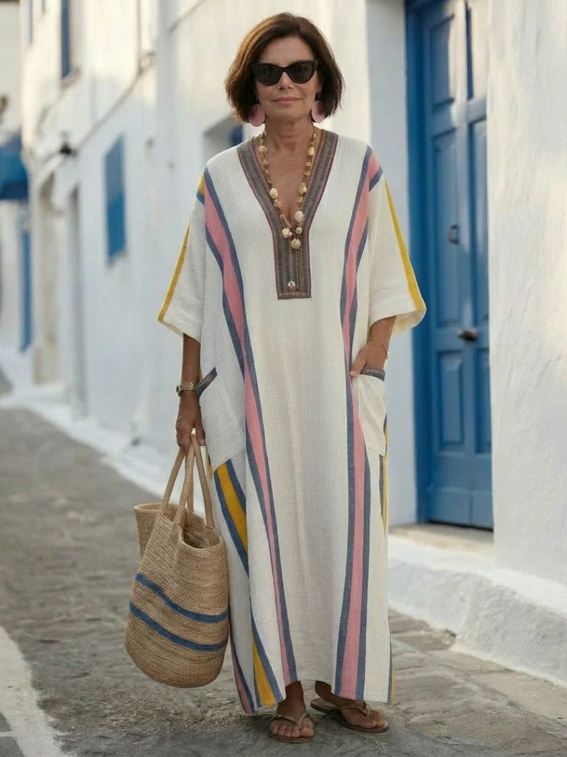 Freya | Women's V-Neck Maxi Dress with Pockets