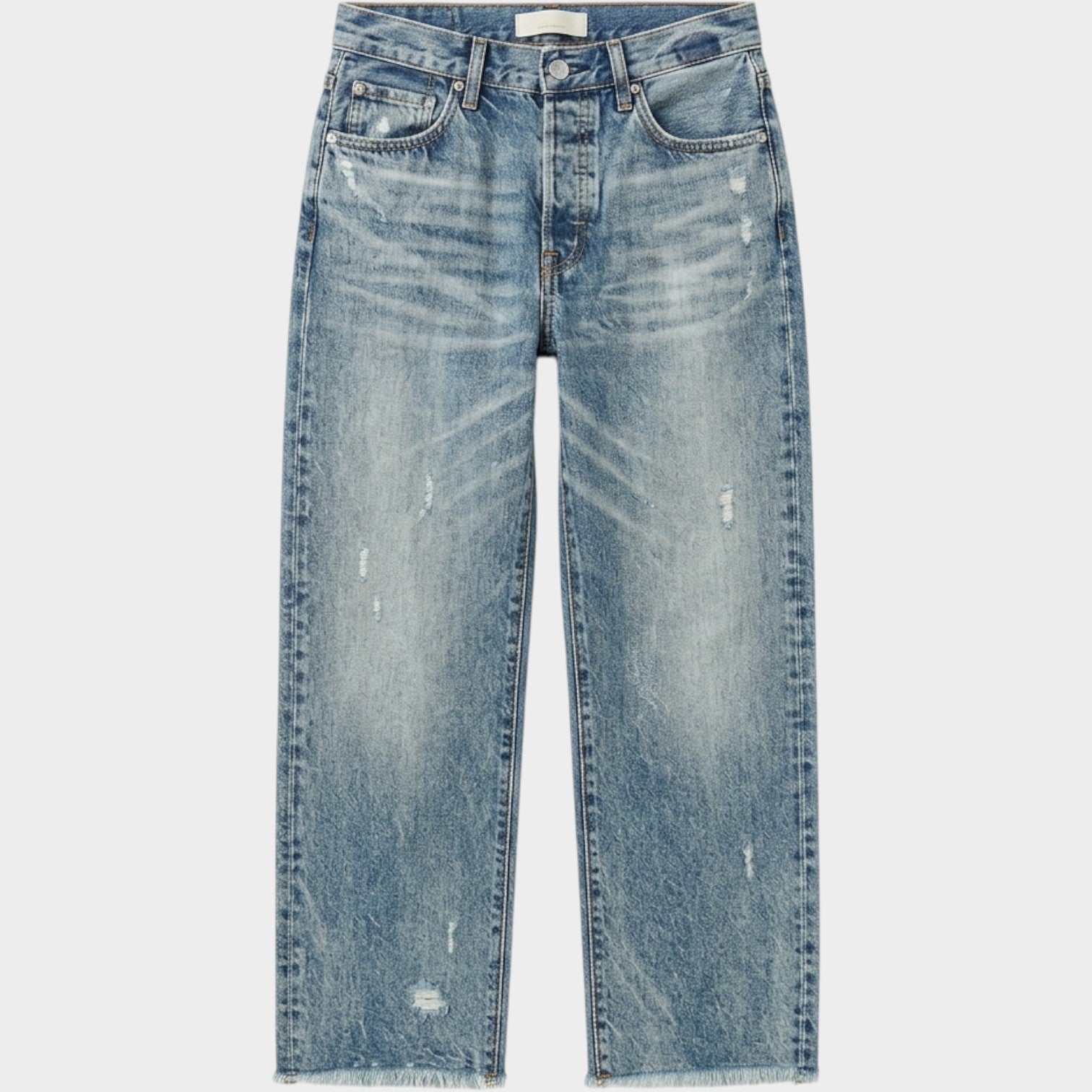 Cropped Straight Leg Denim Pants
