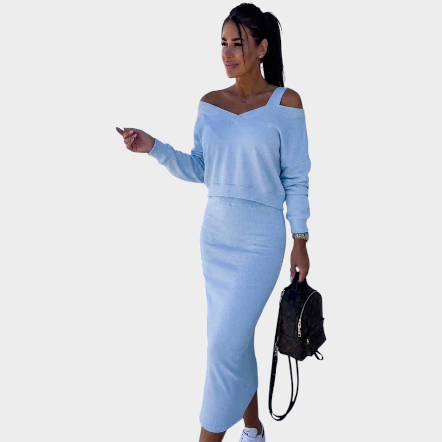 Knit Two Piece Shoulder Matching Set