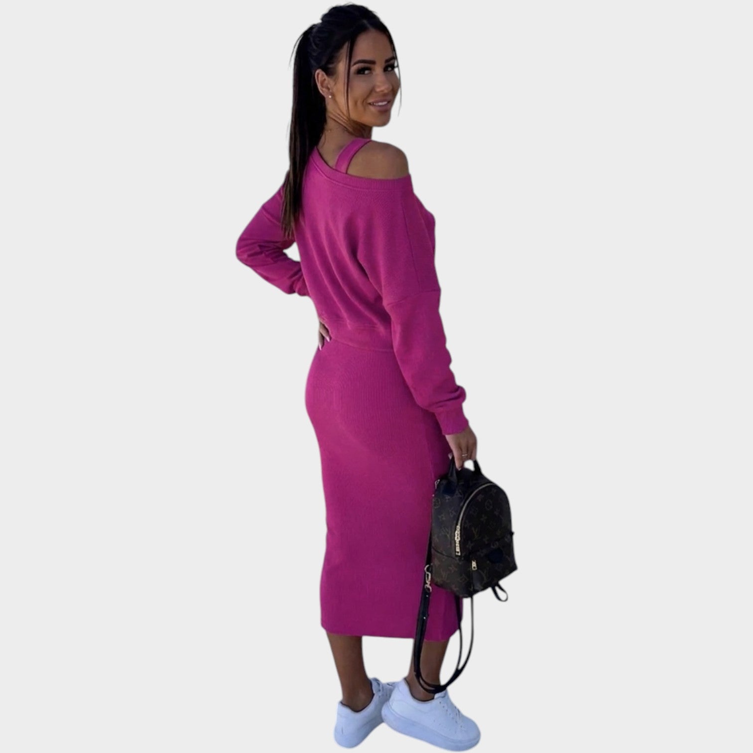 Knit Two Piece Shoulder Matching Set
