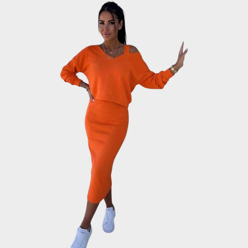 Knit Two Piece Shoulder Matching Set