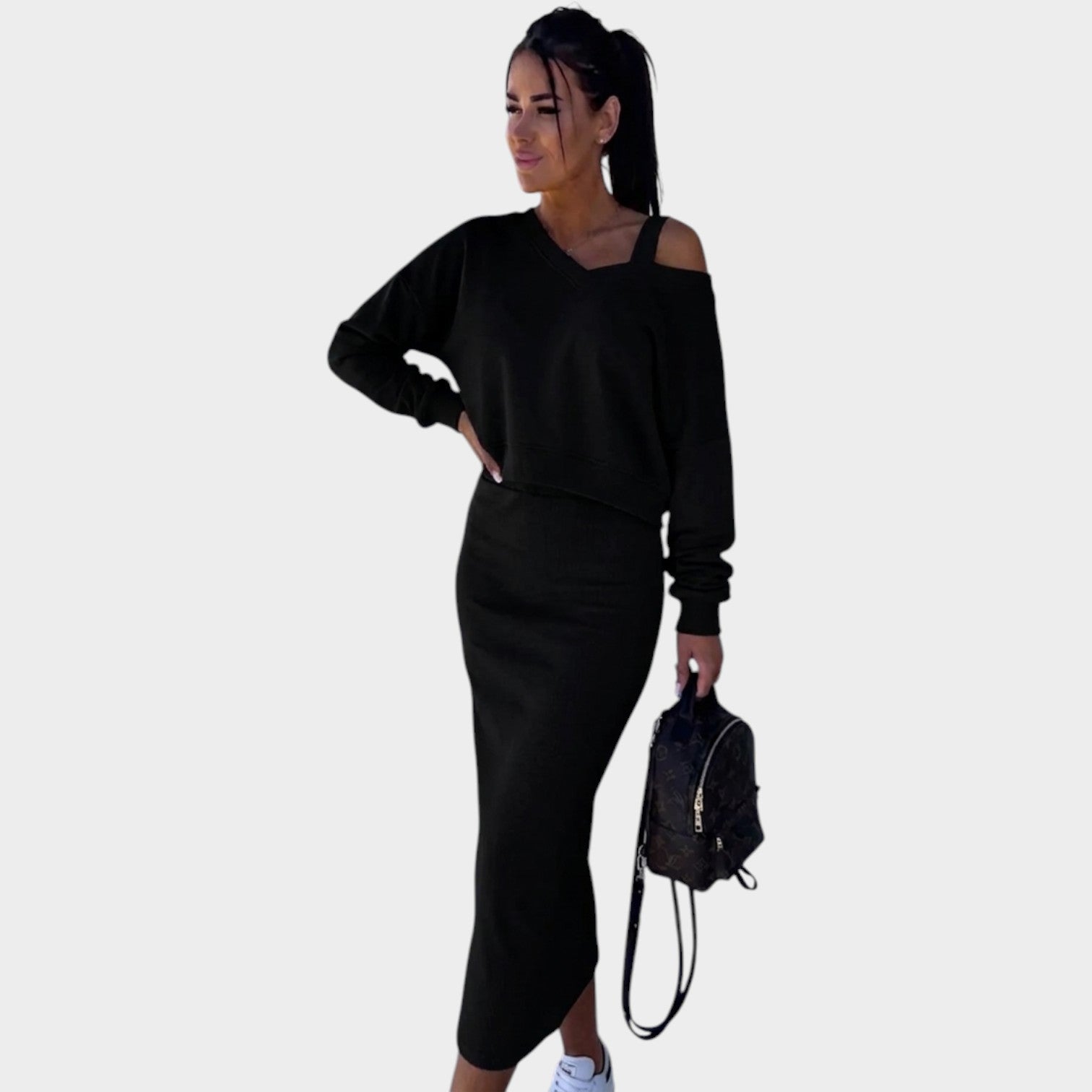 Knit Two Piece Shoulder Matching Set