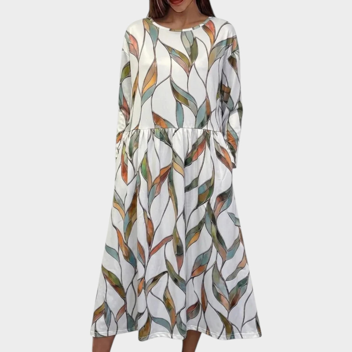 Women’s Midi Dress Floral Print Short Sleeve Round Neck