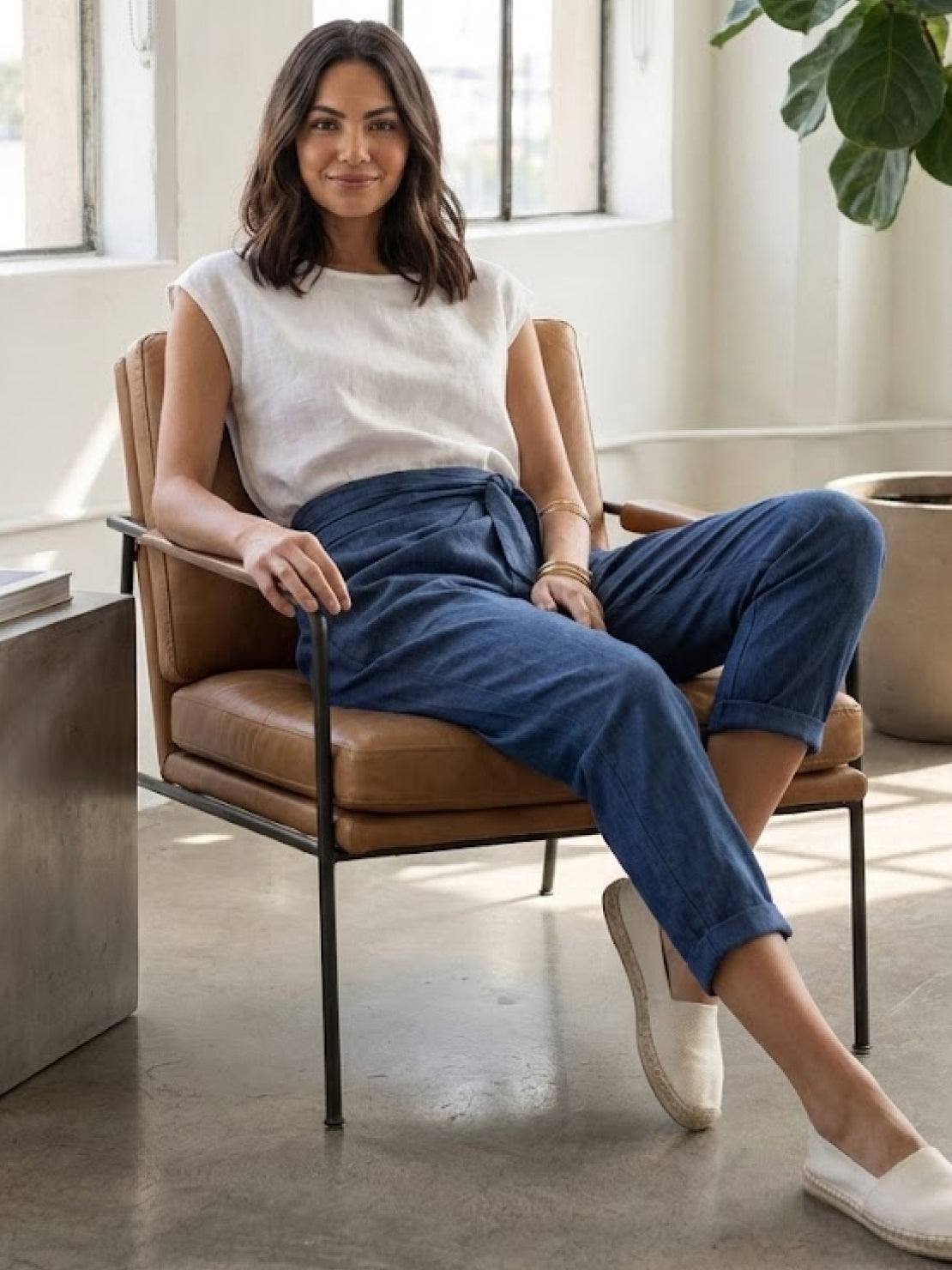 Atlas | Women's High-Waisted Cropped Tapered Pants with Wrap Front