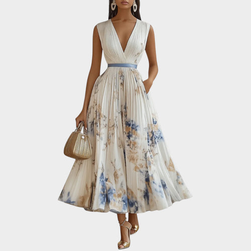 Floral Pleated Maxi Dress