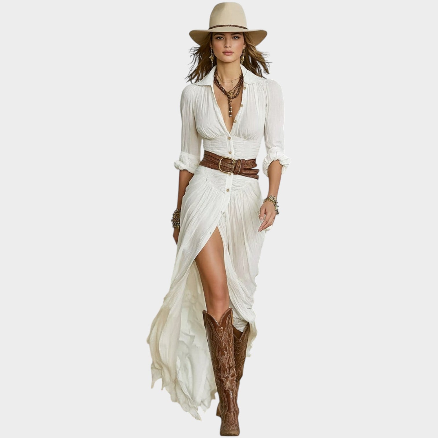 Boho Button Front Maxi Dress