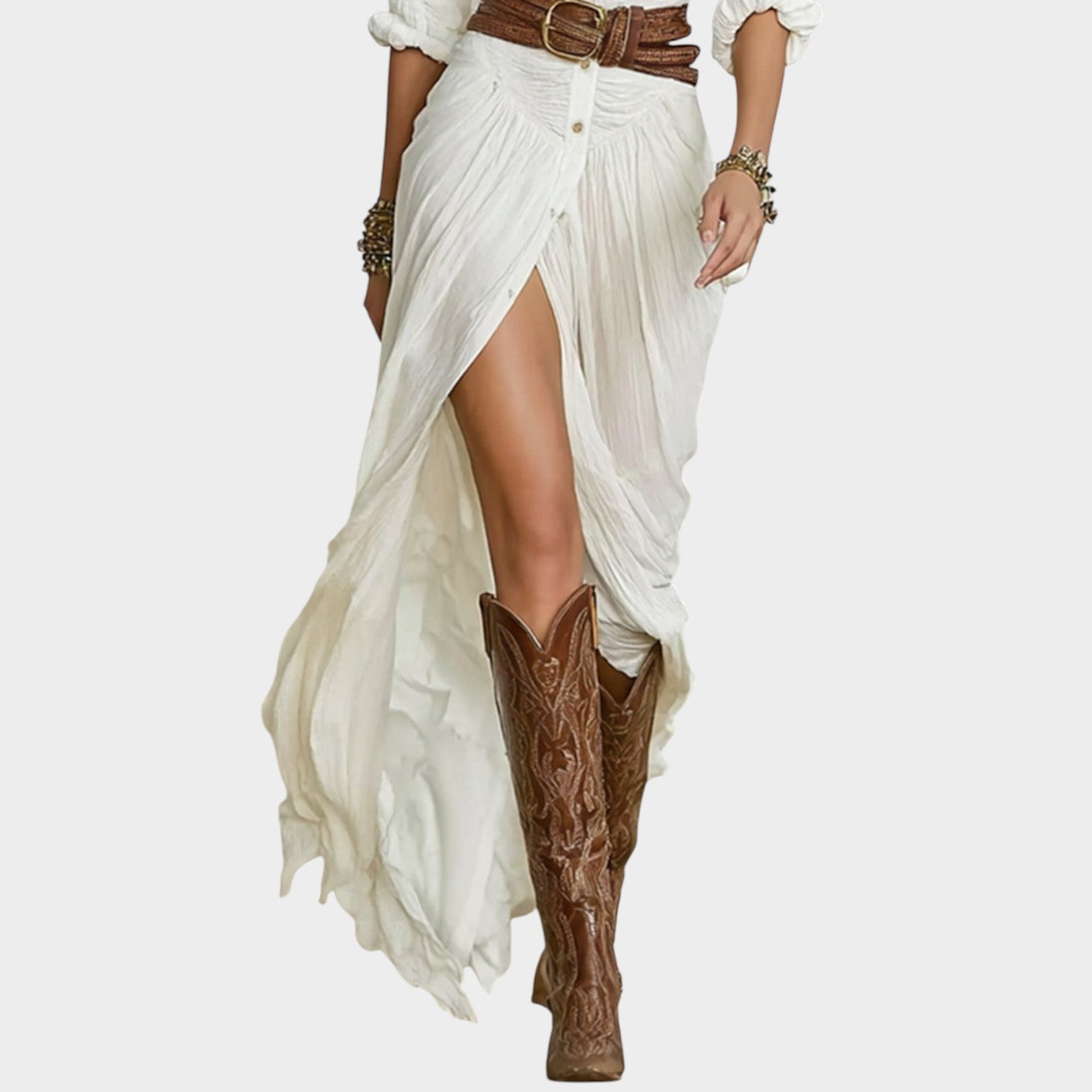 Boho Button Front Maxi Dress