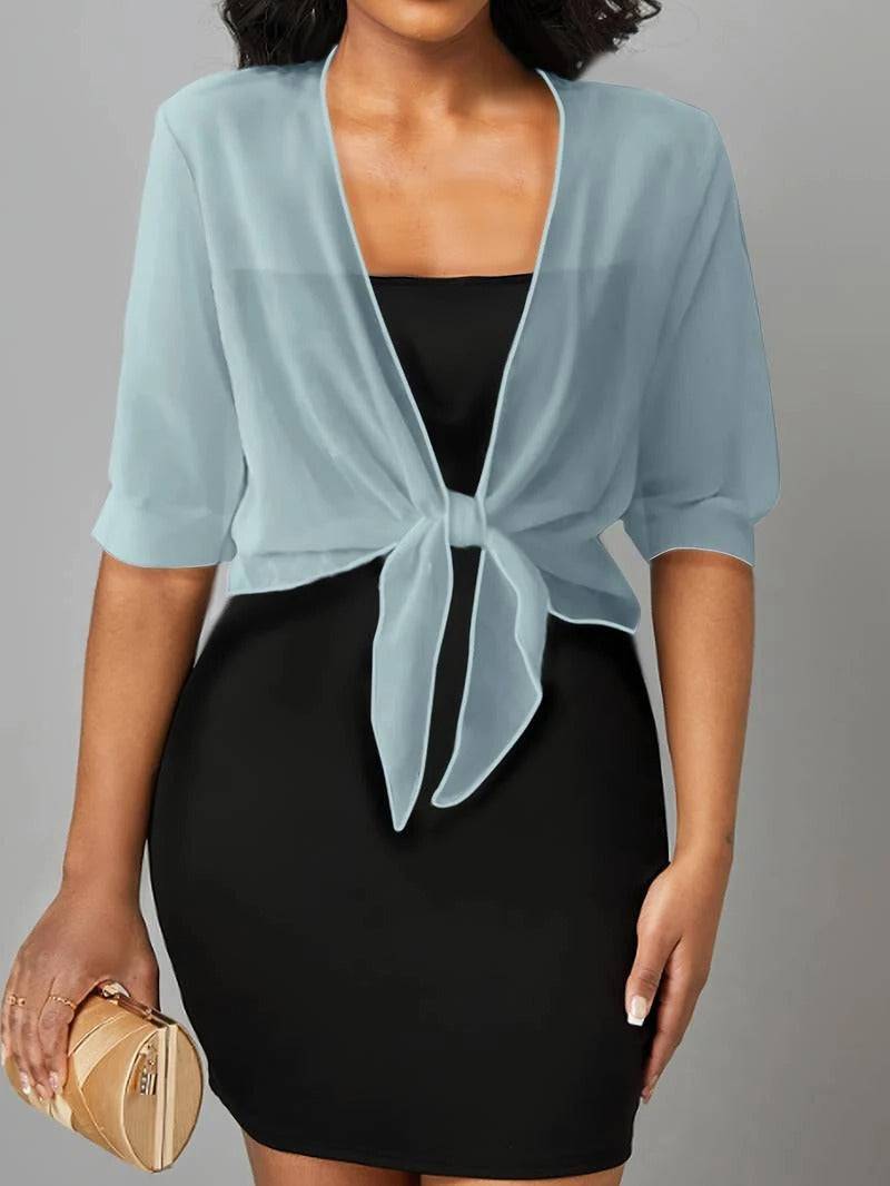 Brisa | Women's Sheer Tie-Front Blouse with Open Front and 3/4 Sleeves