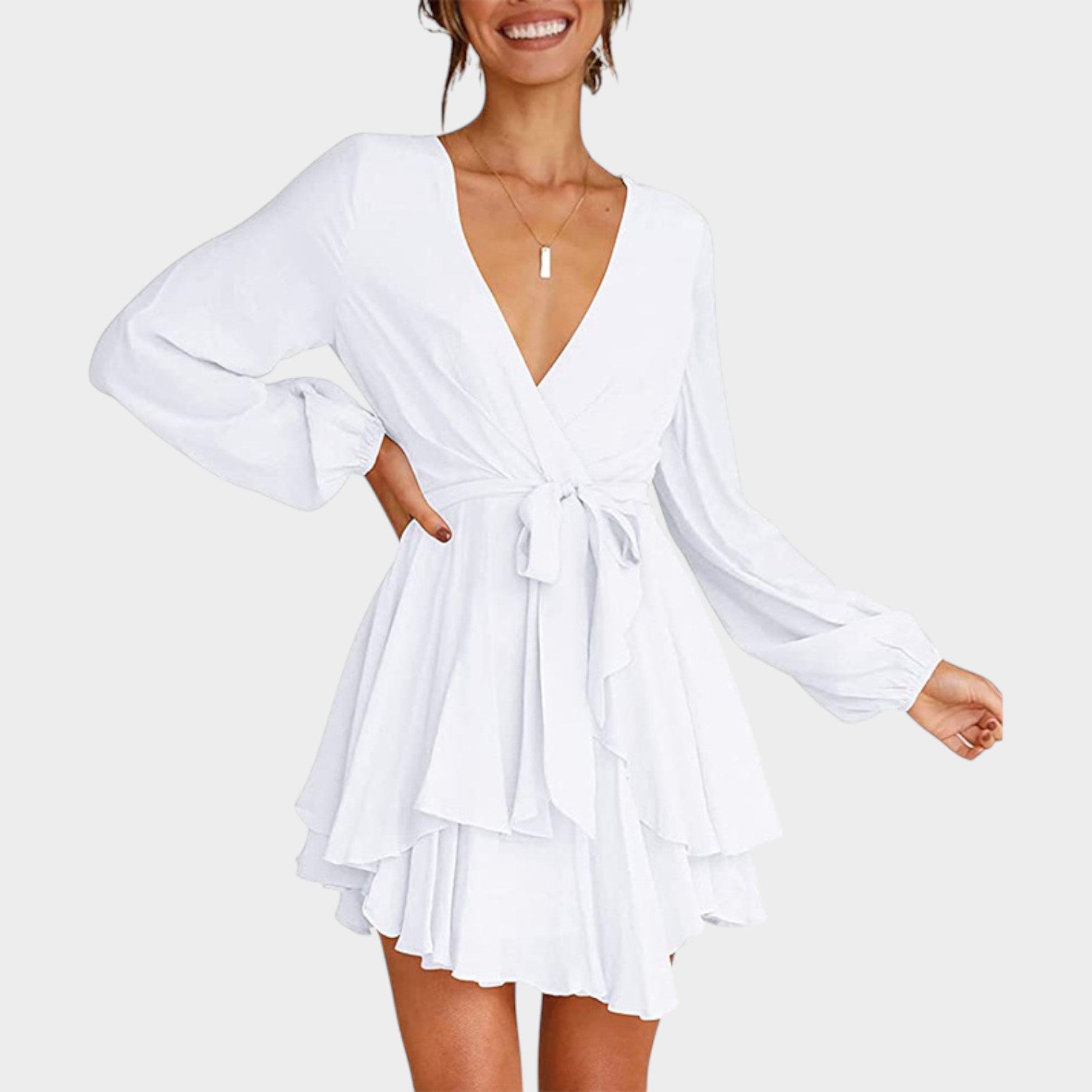 Wrap V-Neck Mini Dress