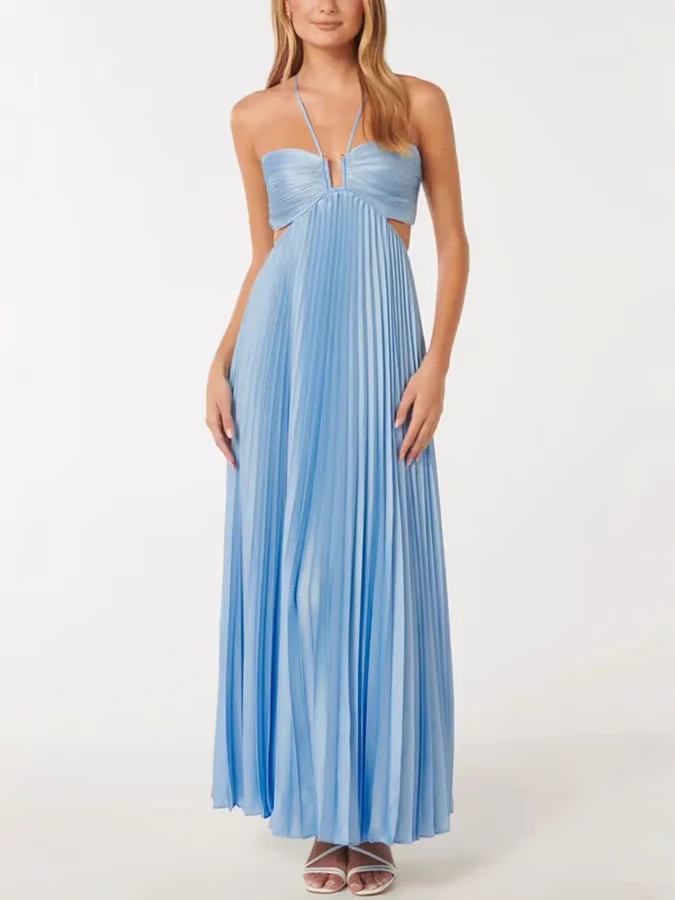 Orchid | Women's Halter Maxi Dress for Wedding Guests - Evening Elegance