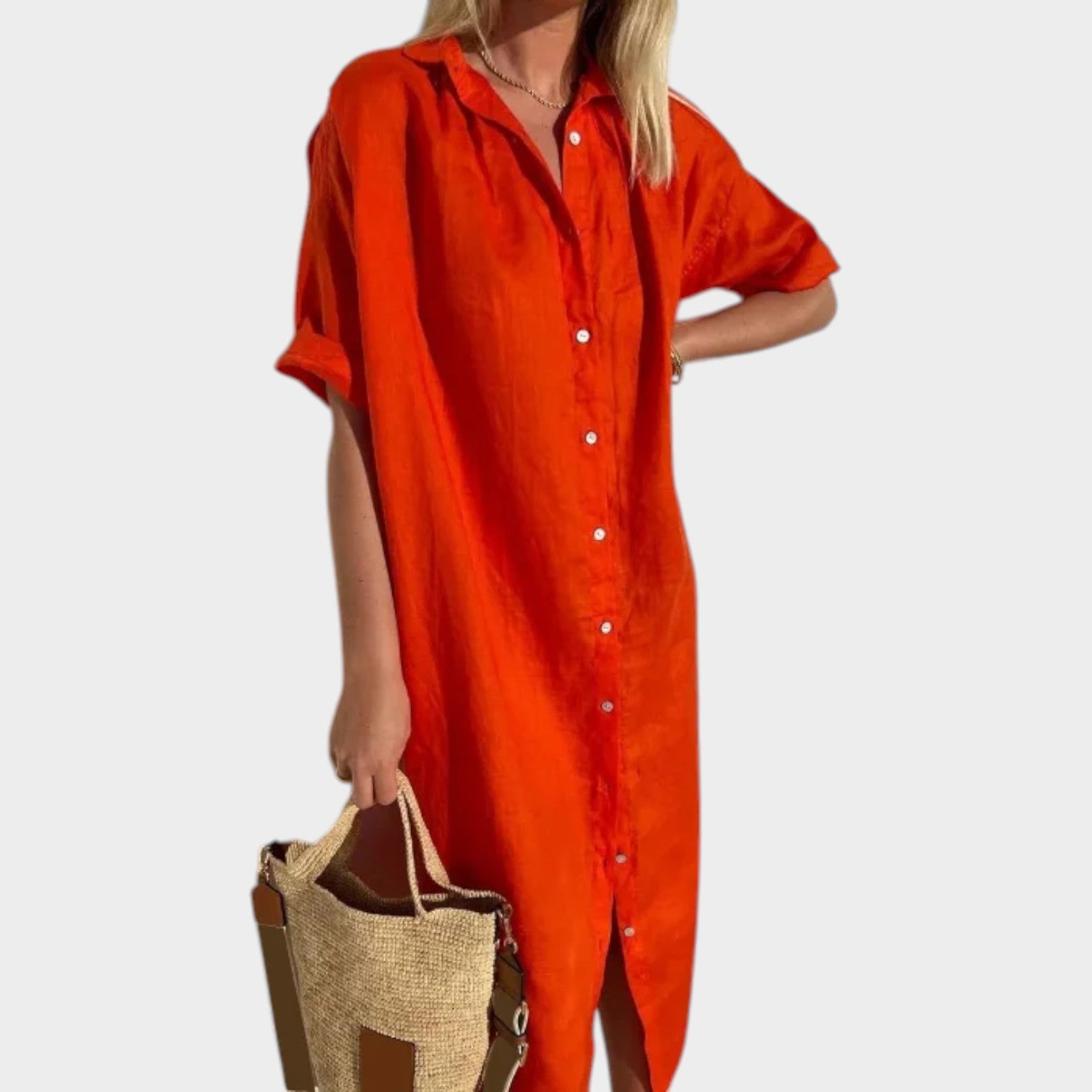 Button Front Midi Dress