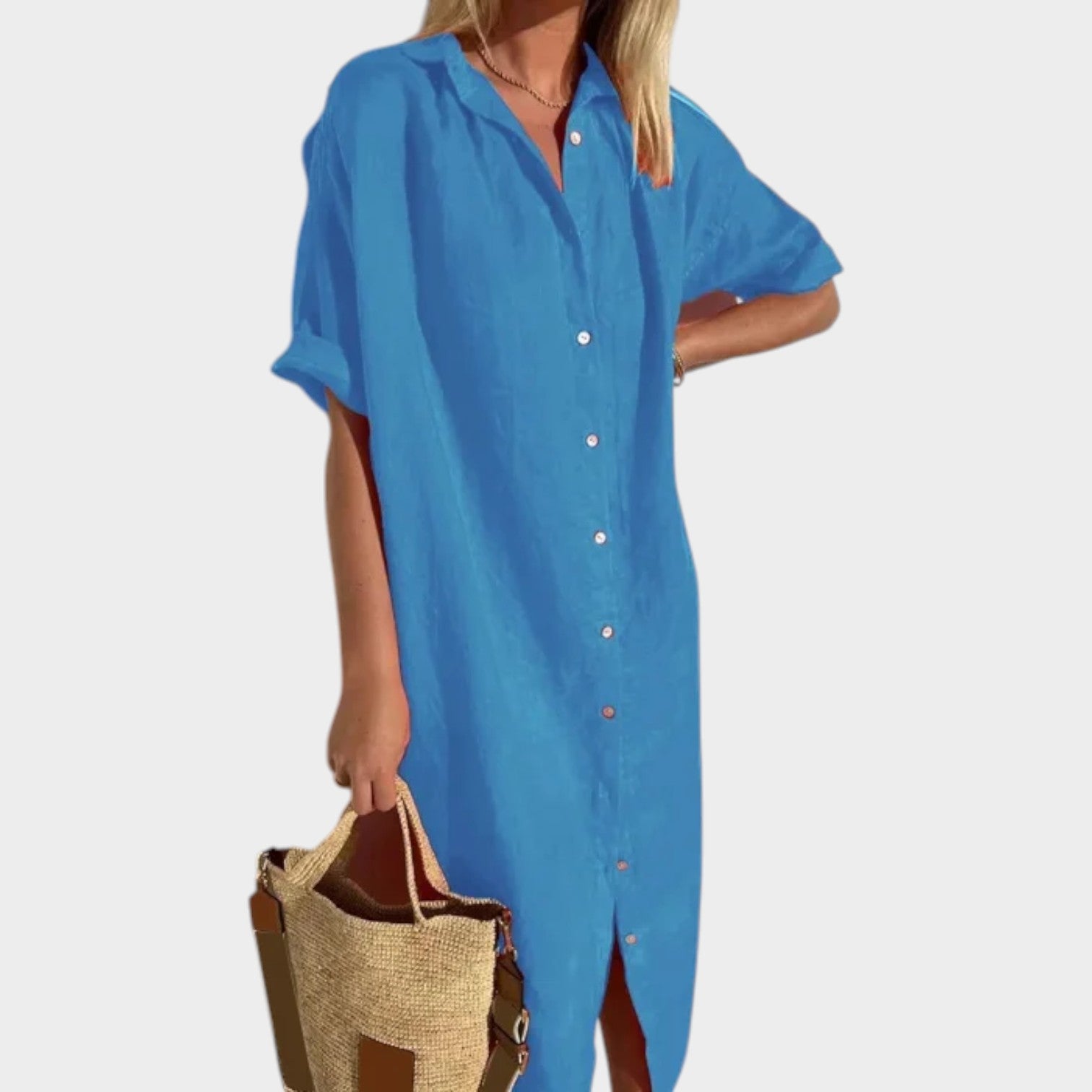 Button Front Midi Dress