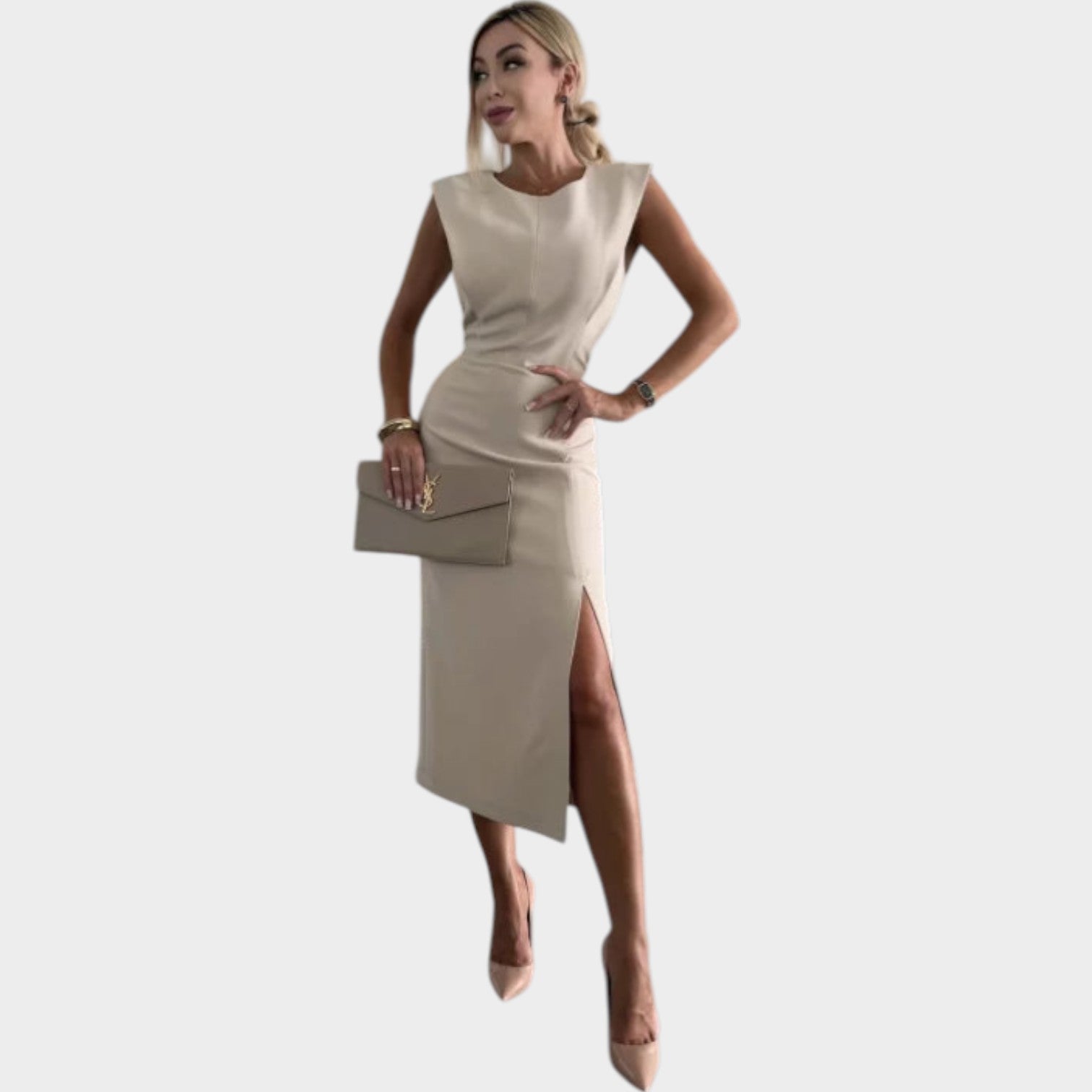 Sleeveless Split Cocktail Midi Dress