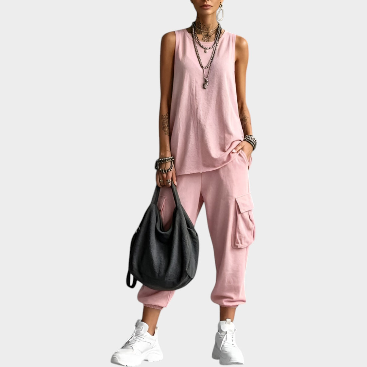 Women's Matching Set Sleeveless Top & Cargo Pants