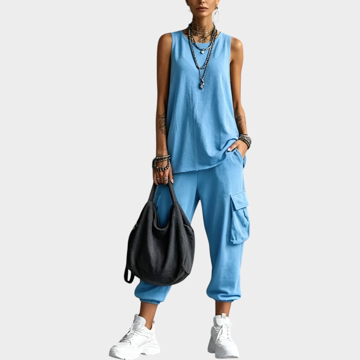 Women's Matching Set Sleeveless Top & Cargo Pants