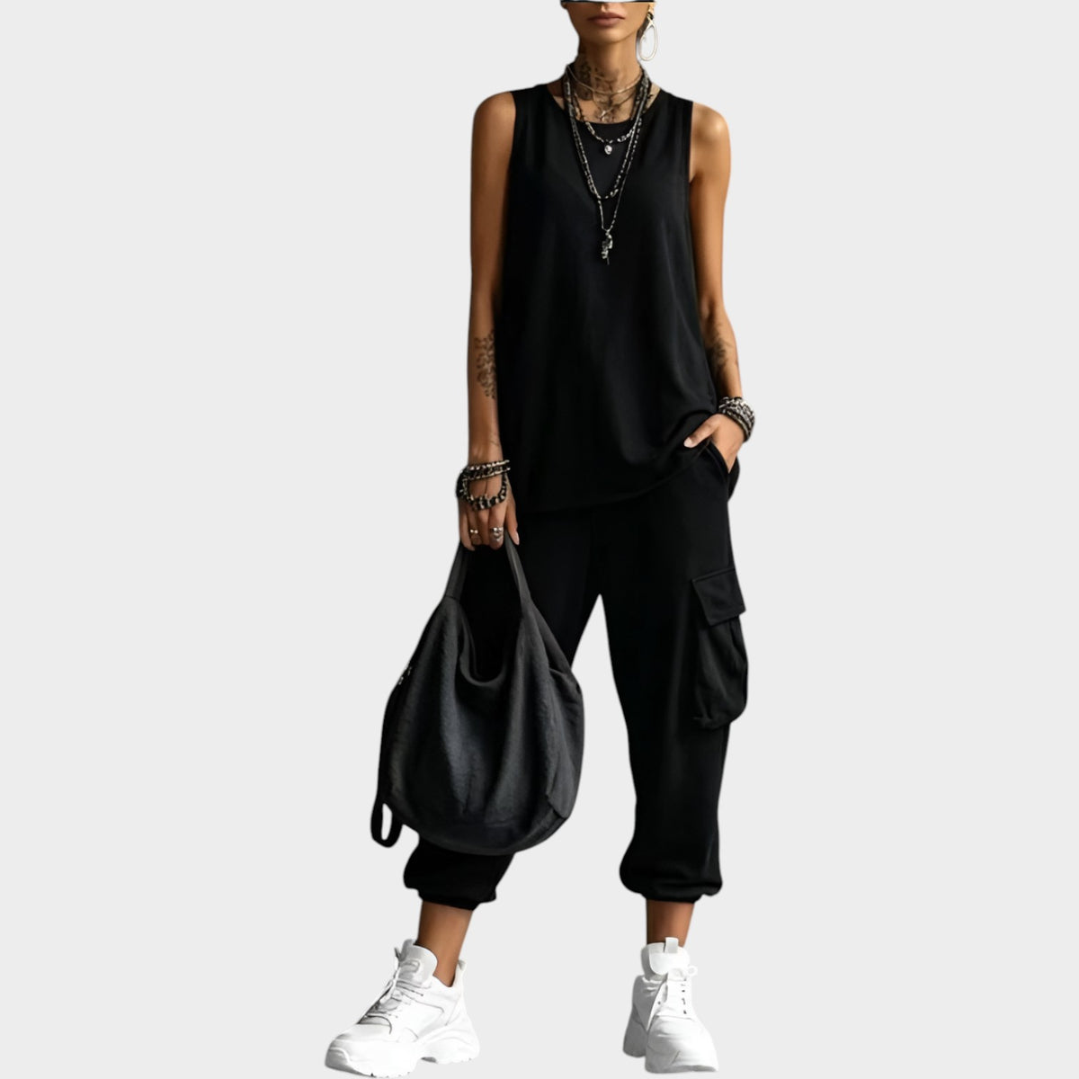 Women's Matching Set Sleeveless Top & Cargo Pants