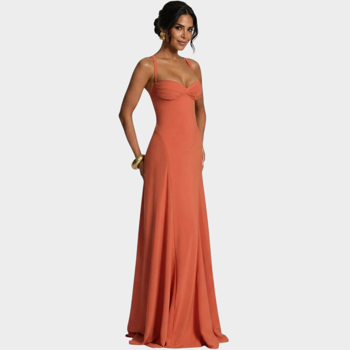 Women’s Sweetheart Neck Maxi Dress with Strappy Bodice, Flowing Skirt
