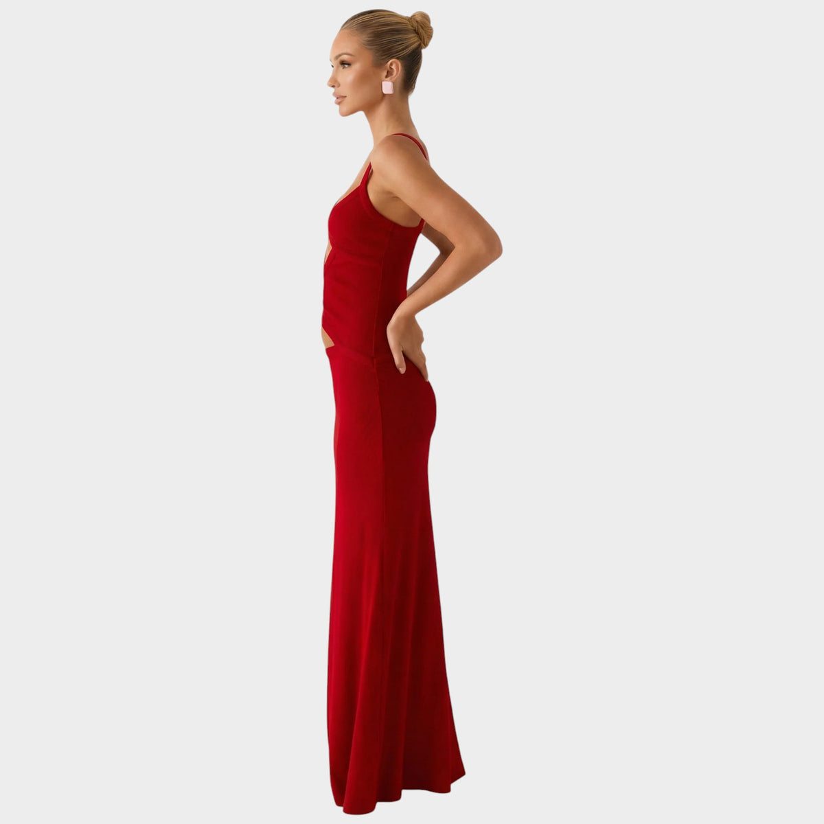 Women’s Bodycon Maxi Dress with Front Cut-Out and Asymmetric Waist