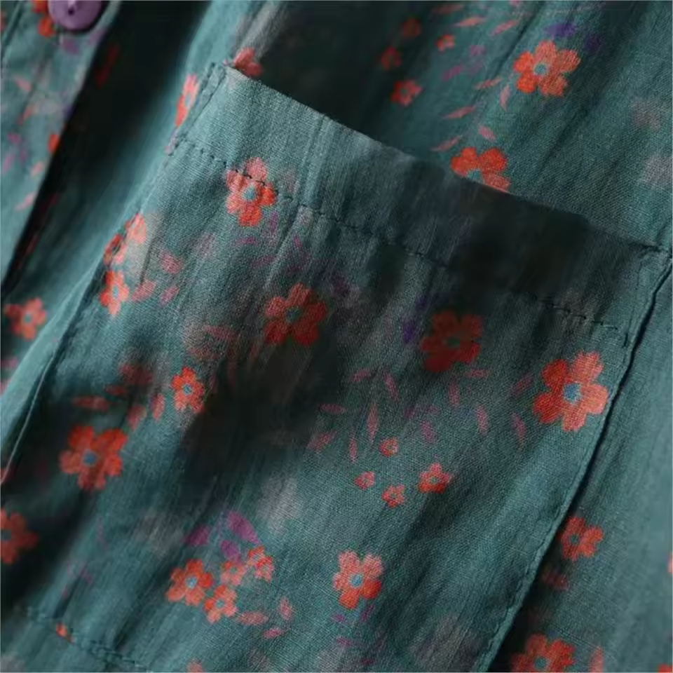 Annette™ | Floral Print Half-Placket Blouse