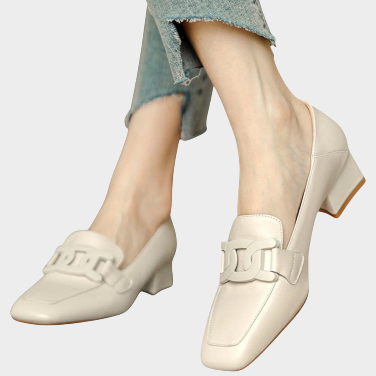 Women’s Heeled Loafers Leather Orthopedic Non-Slip