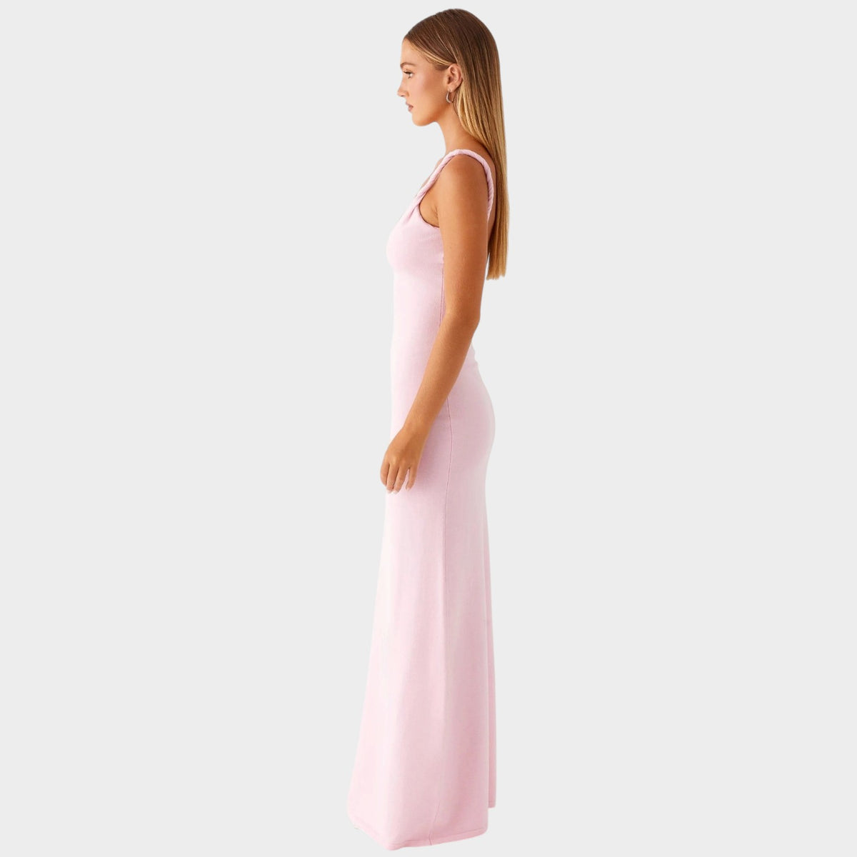 Women’s Maxi Dress with Twisted Shoulder Straps and Plunge V-Neck