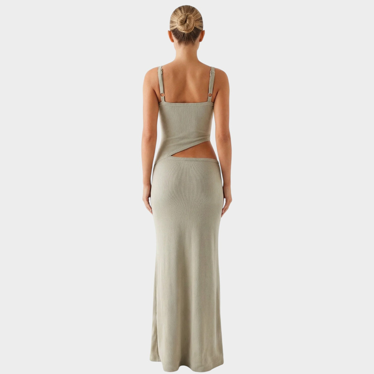 Women’s Bodycon Maxi Dress with Front Cut-Out and Asymmetric Waist