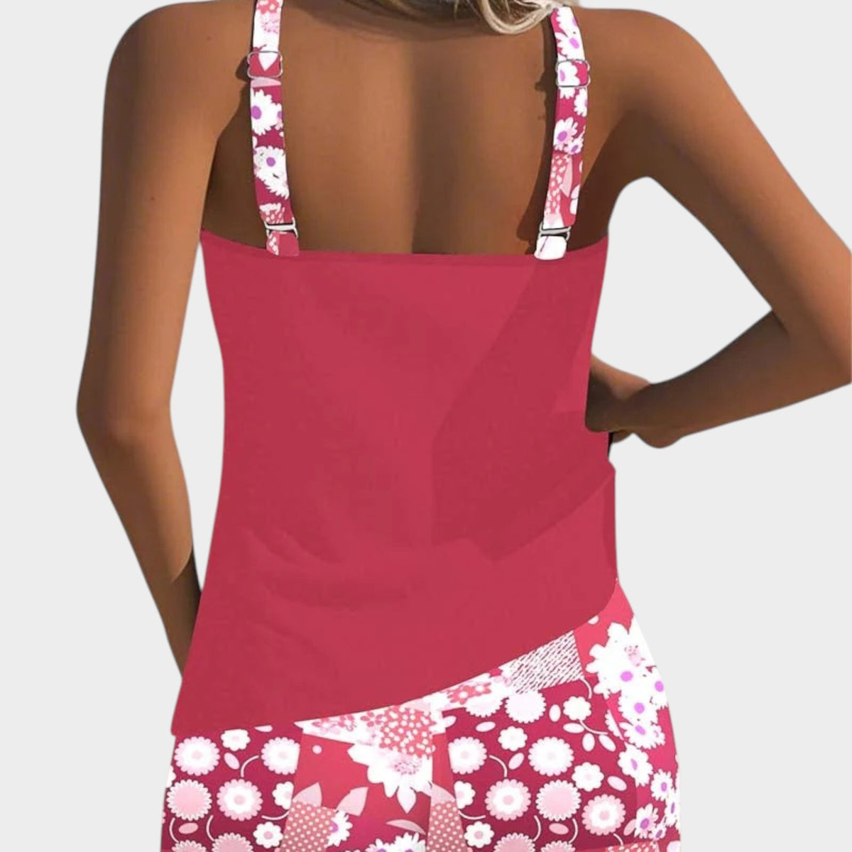 Women’s Tankini Set Sleeveless Top Printed Shorts Polyester Elastane