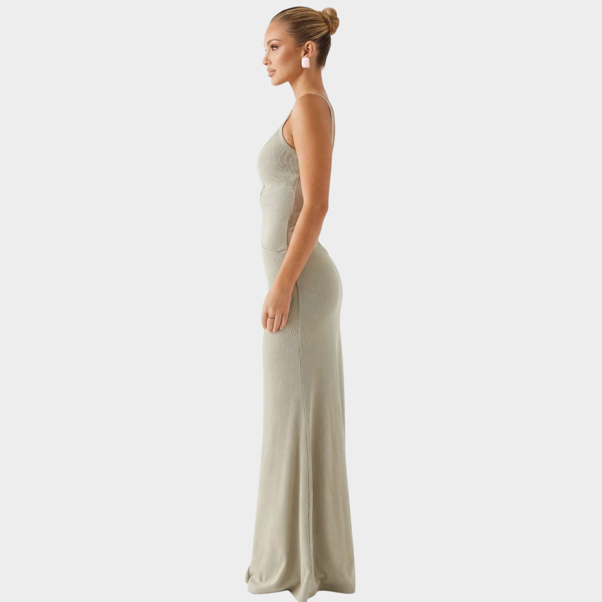 Women’s Bodycon Maxi Dress with Front Cut-Out and Asymmetric Waist