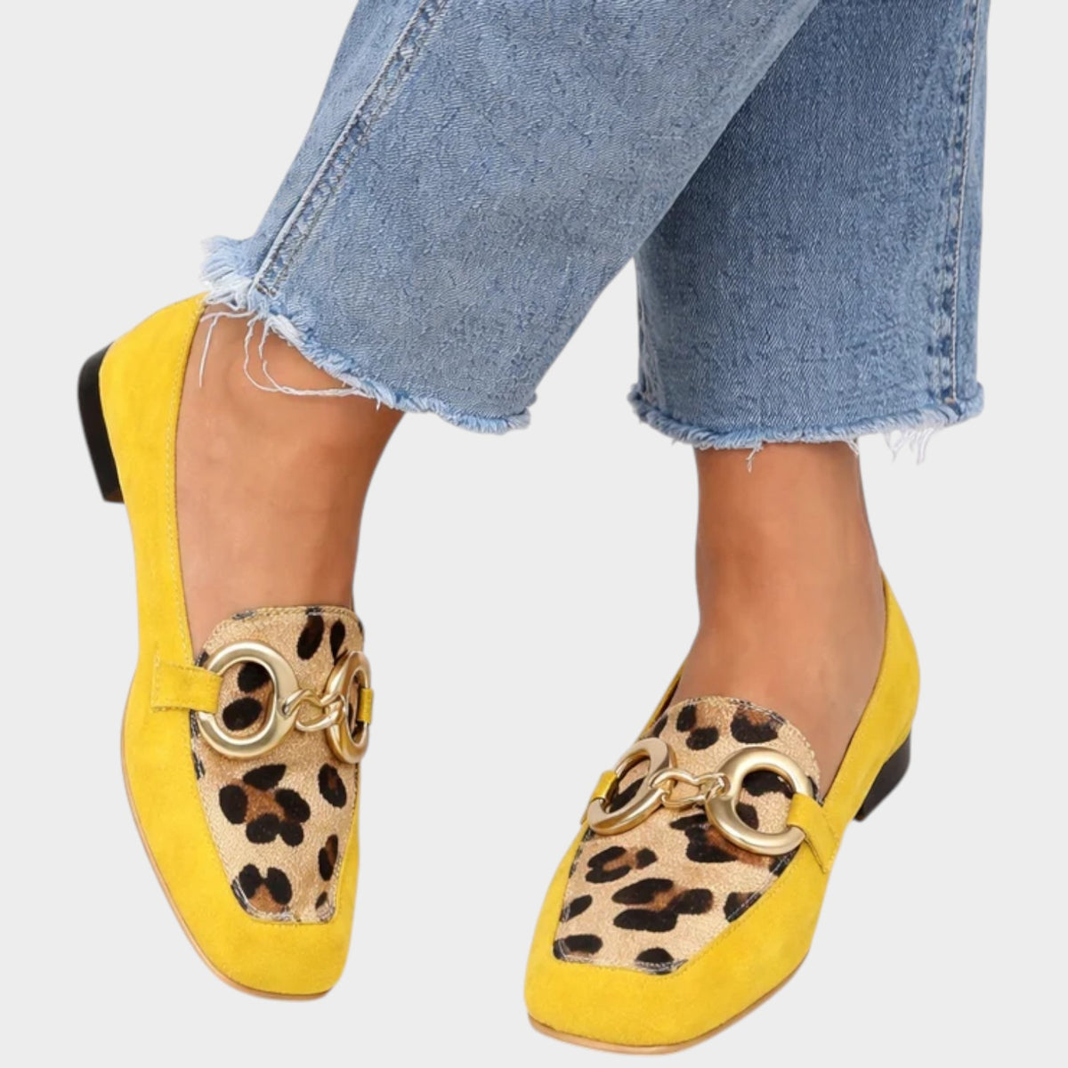 Women’s Loafers Leopard Print Gold Buckle Detail Slip-On