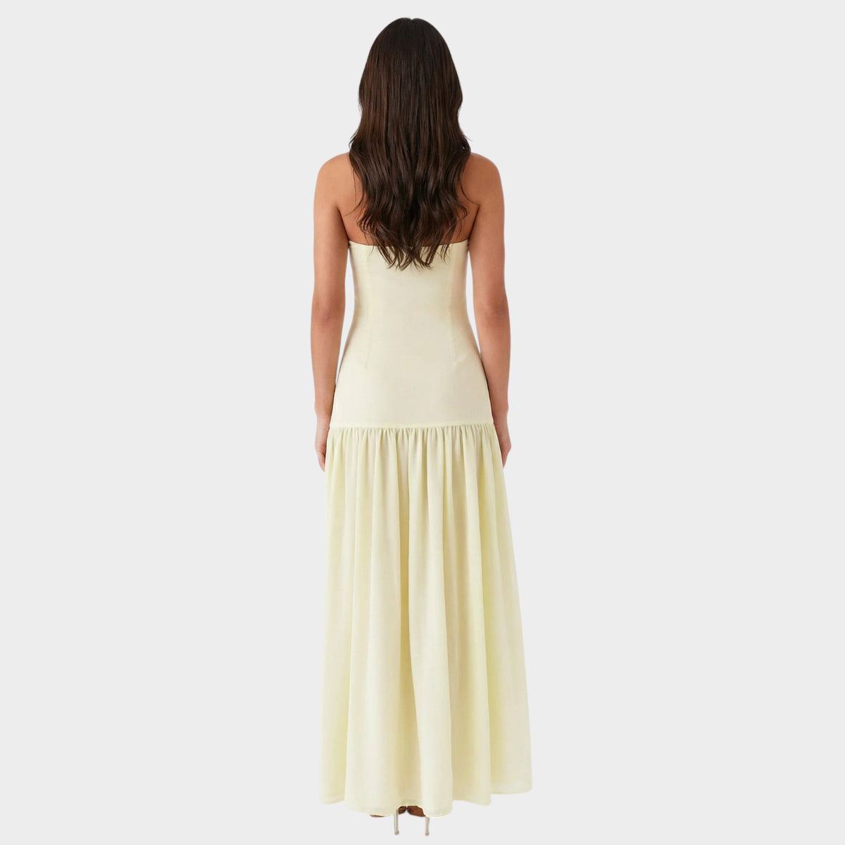 Women’s Strapless Maxi Dress with Gathered Skirt and Side Slit