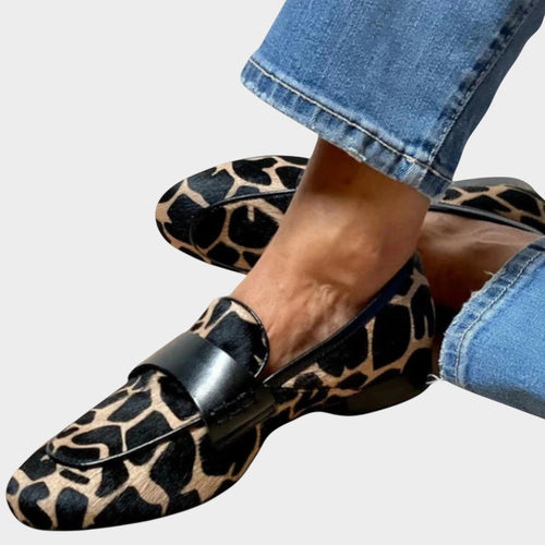 Women’s Loafers Leopard Print Round Toe Slip-On Flat Sole