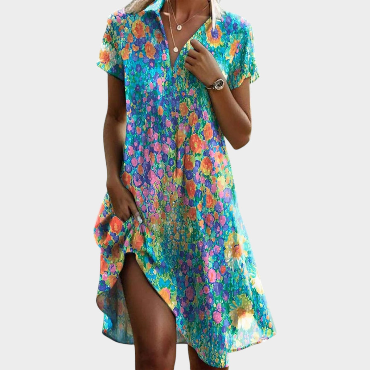 Women’s Midi Dress Relaxed Fit Floral Print Flowing