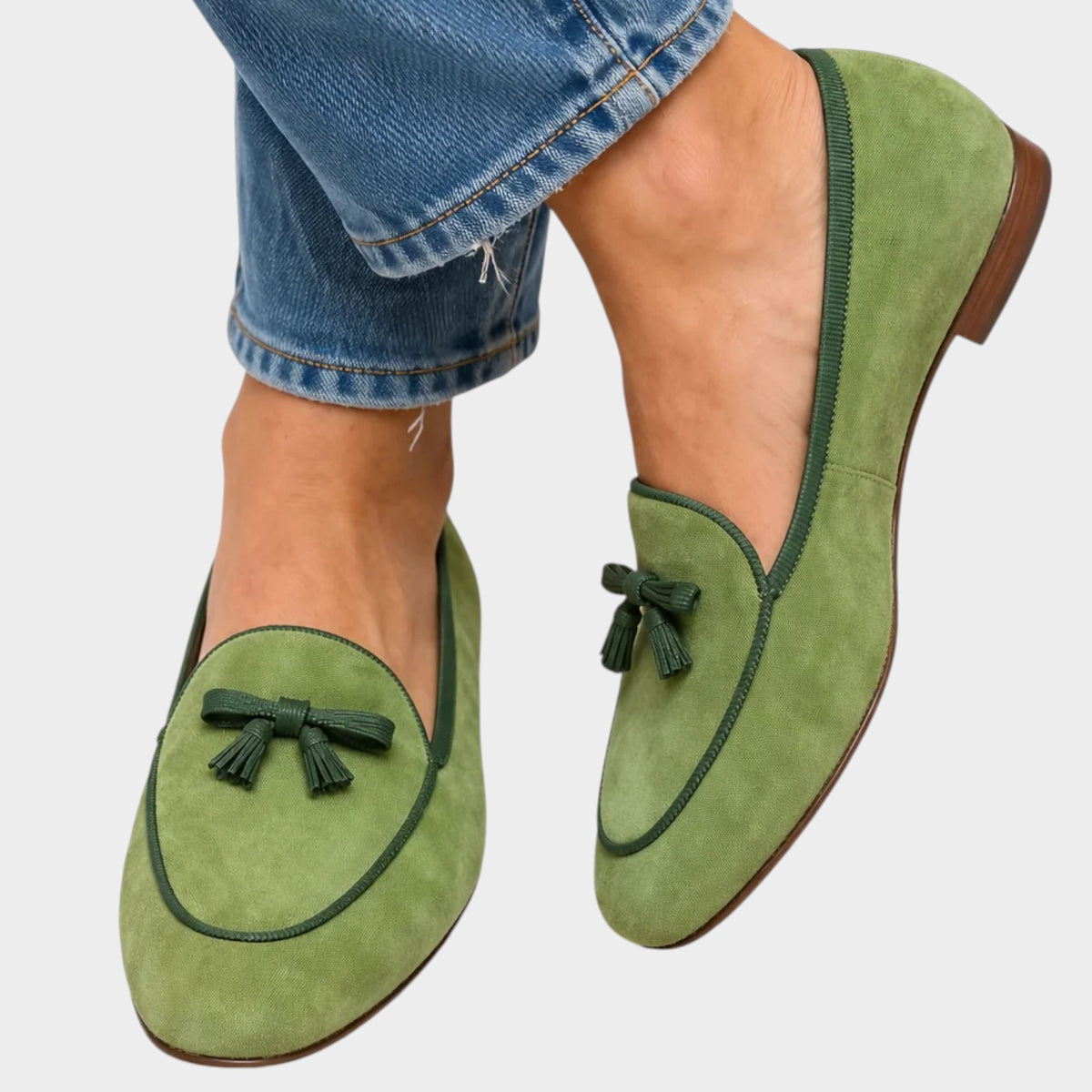Women’s Suede Loafers Bow Detail Flat Shoes
