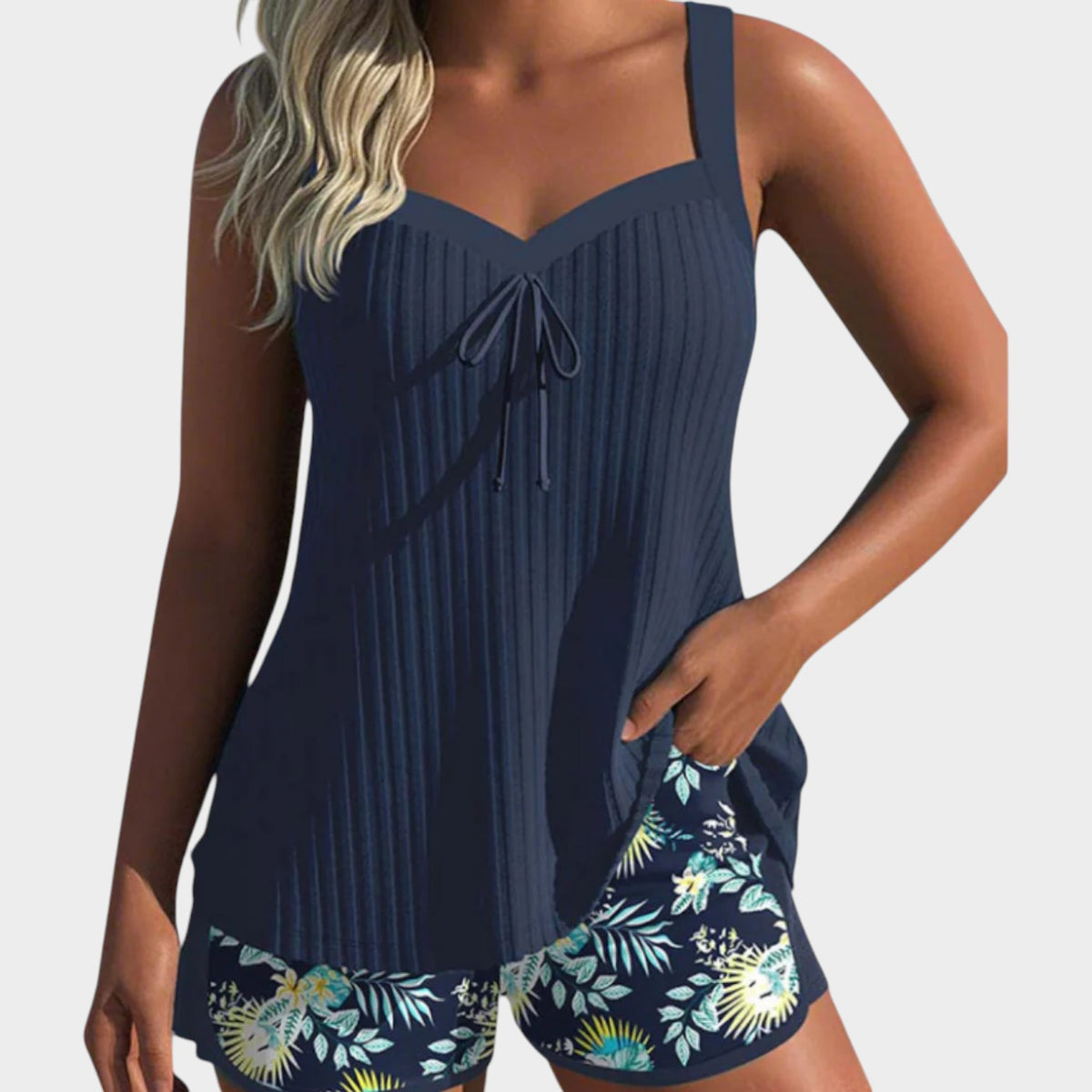 Women’s Tankini Set Floral Print Sleeveless Two-Piece Swimwear