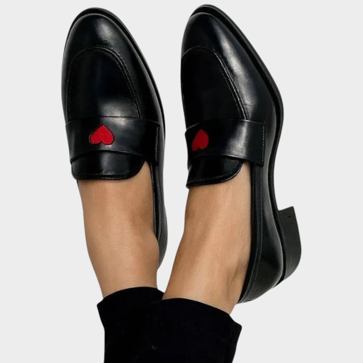 Women’s Loafers Smooth Finish Low Heel Slip-On Heart Detail