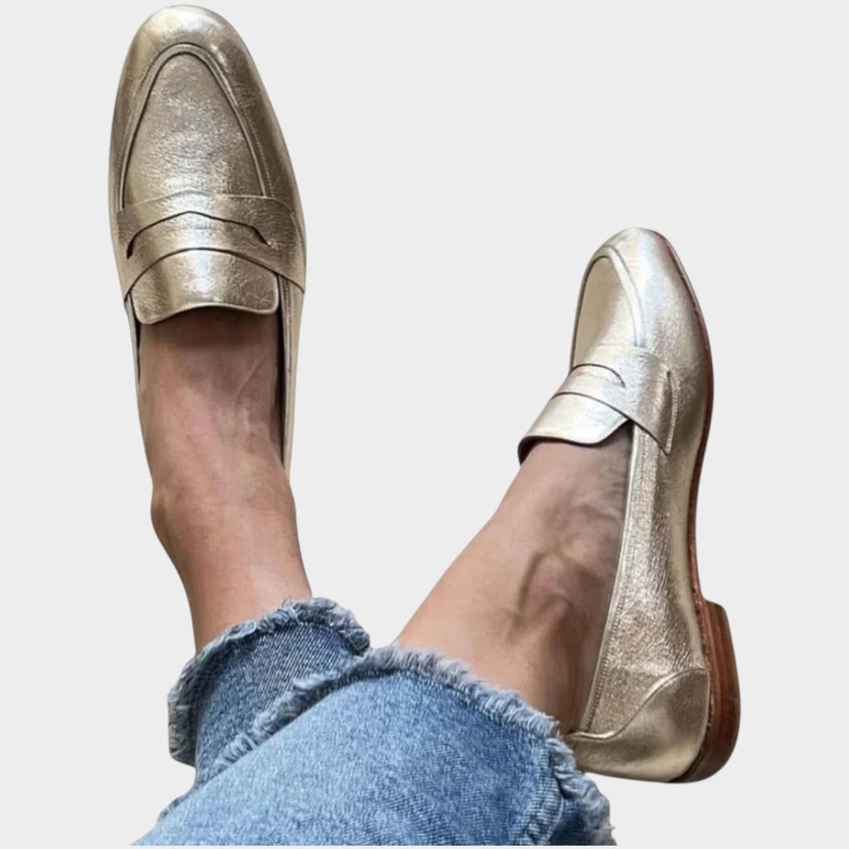 Women’s Metallic Loafers Finish Slip-On Casual