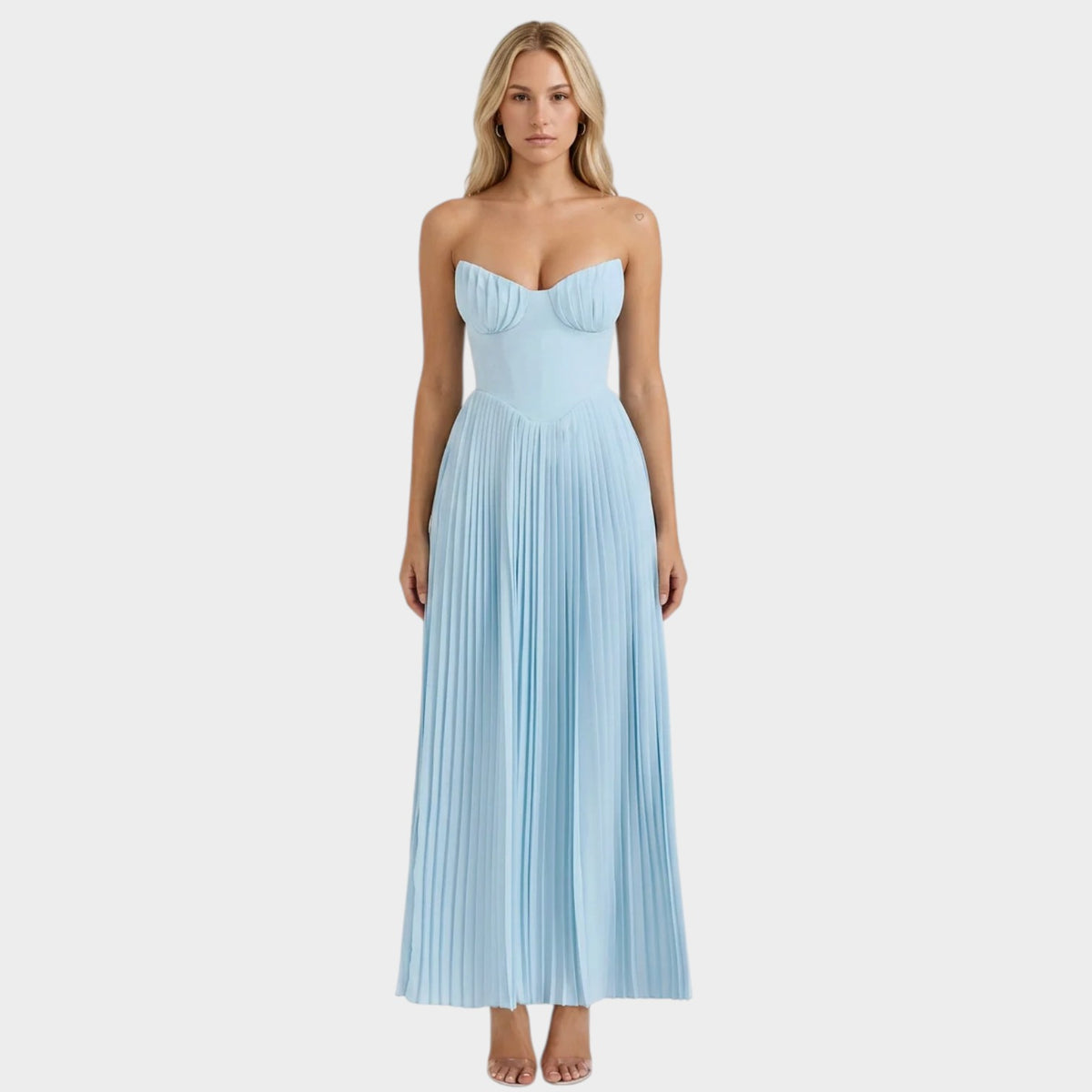Women’s Strapless Pleated Maxi Dress
