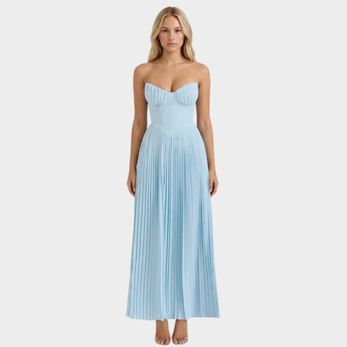 Women’s Strapless Pleated Maxi Dress